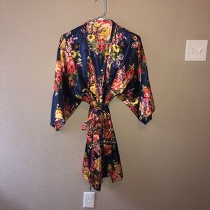 Silk Floral Robe with “C” monogram